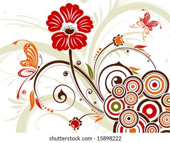 Flower background with circle, element for design, vector illustration