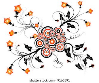 Flower background with circle, element for design, vector illustration