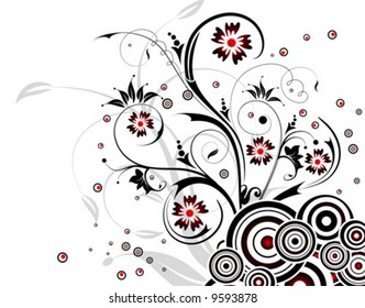 Flower background with circle, element for design, vector illustration
