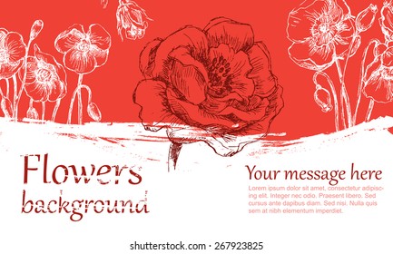 Flower background color. Sketch converted to vectors. 