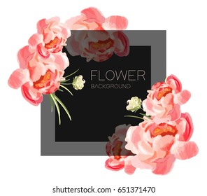 Flower background. Composition with peonies. Trendy design.