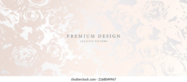 Flower Background Design With Abstract Pink Rose Pattern. Elegant Vector Horizontal Template For Wedding Invite, Spa Voucher Template, Flyer, Gift Certificate