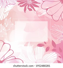 flower background for design. Vector design templates in simple modern style with copy space for text, flowers and leaves - wedding invitation backgrounds and frames, social media stories wallpapers.