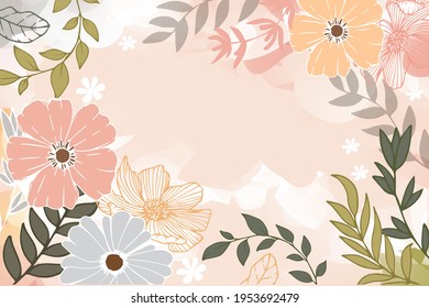 flower background for design. Vector design templates in simple modern style with copy space for text, flowers and leaves - wedding invitation backgrounds and frames, social media stories wallpapers.