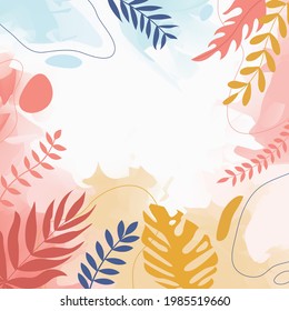 flower background for design. Vector design templates in simple modern style with copy space for text, flowers and leaves - wedding invitation backgrounds and frames, social media stories wallpapers.