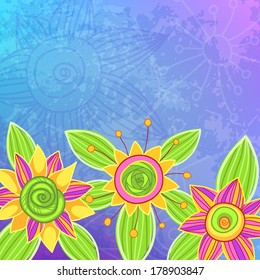 Flower background. Floral vector card. 