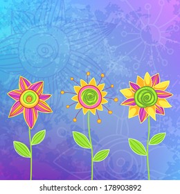Flower background. Floral vector card. 