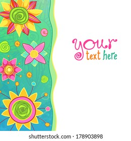 Flower background. Floral vector card. 