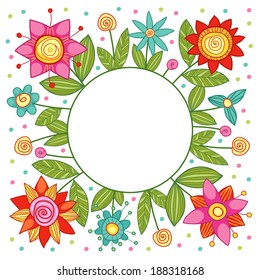 Flower background. Floral vector card. 