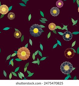 Fondo de flores. Flores y hojas sin costuras patrón de Vector ornamental.