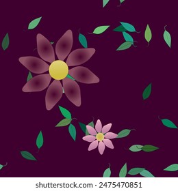 Fondo de flores. Flores y hojas sin costuras patrón de Vector ornamental.