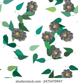 Fondo de flores. Flores y hojas sin costuras patrón de Vector ornamental.