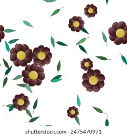 Fondo de flores. Flores y hojas sin costuras patrón de Vector ornamental.