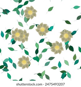 Fondo de flores. Flores y hojas sin costuras patrón de Vector ornamental.