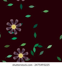 Fondo de flores. Flores y hojas sin costuras patrón de Vector ornamental.