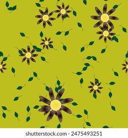 Fondo de flores. Flores y hojas sin costuras patrón de Vector ornamental.