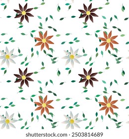 Fondo de flores, patrones de flores, flores de Vector, patrón de ornamento, patrón de fondo, primavera de flores, hojas de Vector, patrones florales, fondos de la naturaleza, hojas aisladas, flores acuarela