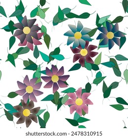 Fondo de la flor, Vector de flores, Vector de patrón sin costuras, textura sin costuras, hoja aislada, flores aisladas, fondos de la naturaleza, forma de la hoja, diseño floral, patrón floral sin costuras