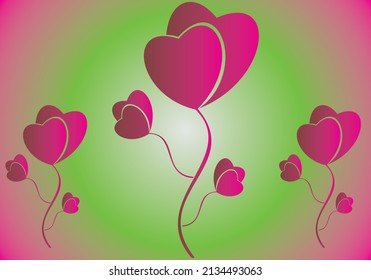 a flower background in the form of love with gradient or mixed colors to make it look more beautiful