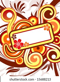 Flower background with frame, element for design, vector illustration