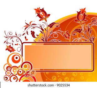 Flower background with frame, element for design, vector illustration