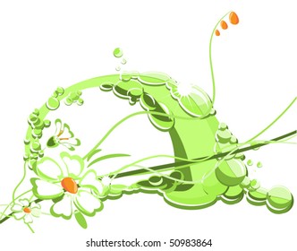 flower, background, green, liquid, bubbles, water abstraction, spring, joy
