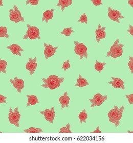Flower background. Hand drawn background with dogrose flowers. Wild rose design. Abstract red and pink roses sketch. Flower card with dog rose. Vintage dog rose pattern. Flower seamless pattern.