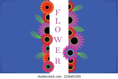 Flower background isolated on blue background, colorful flower background for invitation card, welcome card, illustration vector art