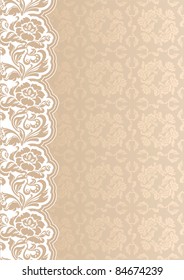 Flower background with lace, seamless template, vector