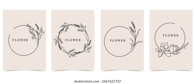 flower background with lavender,circle,wreath.illustration vector for a4 page design