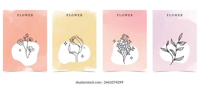 flower background with lavender,rose.illustration vector for a4 page design