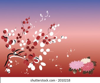 Flower background on Japanese theme