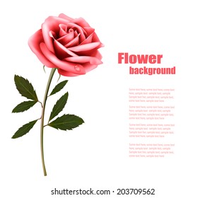 Flower background with a pink rose. Vector.