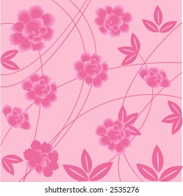 flower background pink with vine vector