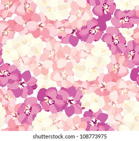 Flower background. Seamless floral pattern with pink and white flower. Flourish texture.