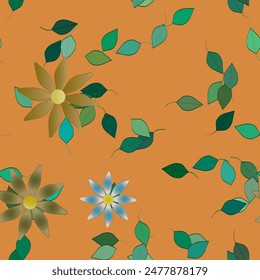 Fondo de la flor, Fondo de pantalla sin costura, textura de fondo, patrón de ornamento, flor primavera, ramo de flores, flores de Vector, diseño de patrón, forma de hoja, acuarela de flores, patrones florales