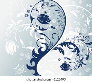Flower background with snowflakes, element for design, vector illustration