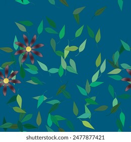 Fondo de la flor, fondo de verano, Vector de flores, patrón de Vector, fondos de la naturaleza, fondo abstracto, textura sin fisuras, patrón floral, Vector de hojas, diseño floral, silueta de la hoja