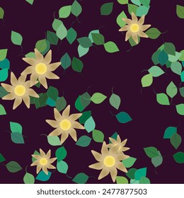 Fondo de la flor, Arte vectorial, hoja sin fisuras, patrón sin fisuras, Fondo de pantalla sin fisuras, patrón de pétalos, textura sin fisuras, fondos de la naturaleza, patrón ornamental, diseño de Vector, fondo verano