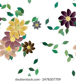 Fondo de la flor, Arte vectorial, textura de la hoja, primavera de las flores, Fondo de pantalla sin costuras, patrón de ornamento, diseño de fondo, Vector de hojas, Vector de ornamentos, flores de patrón, Vector abstracto