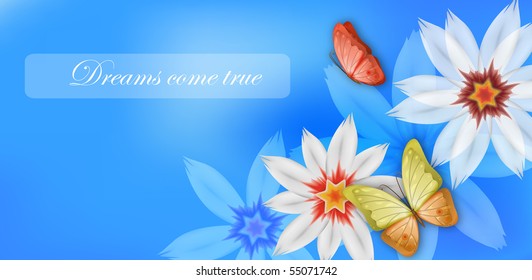 Flower background. Vector the butterflies on a flower