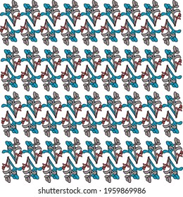 flower background vector design, neatly arranged in red, blue and brown. Can be used for editing, wallpaper, printing, decoration, stickers and so on