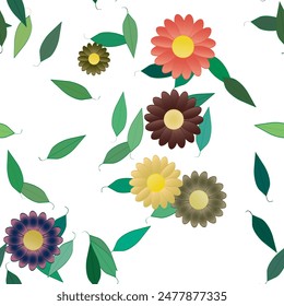 Fondo de la flor, Vector de flores, patrón de Vector, flores aisladas, diseño de fondo, acuarela de flores, ramo de flores, silueta de hoja, Fondo de pantalla sin costuras, patrón de adorno