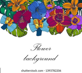flower background ,vector,hand drawing ,color isolated on white