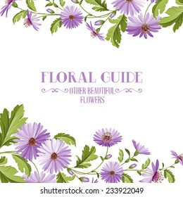 Flower background with violet flowers for yor wedding design in provence style. Vector illustration.