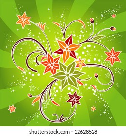 Flower background with wave pattern, element for design, vector illustration