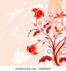 Flower background with waves, element for design, vector illustration