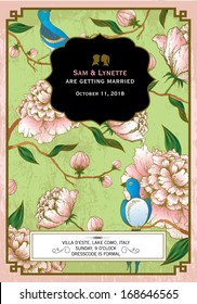 flower background wedding invitation card template vector/illustration