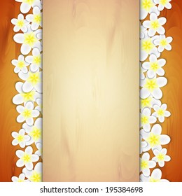 Flower background with wood texture. EPS10 vector