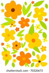 Flower background with yellow flowers. Vector